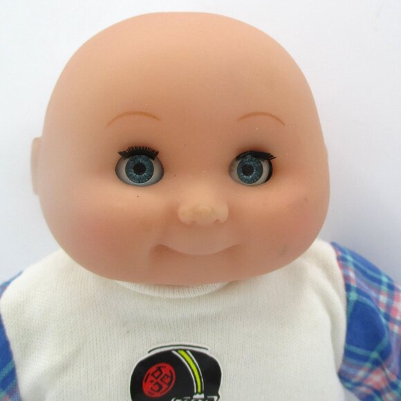 1980s Jesbi Cabbage Patch Style Doll With Blue Plaid OutfitWhite Shoes Awake Asl - Picture 2 of 6
